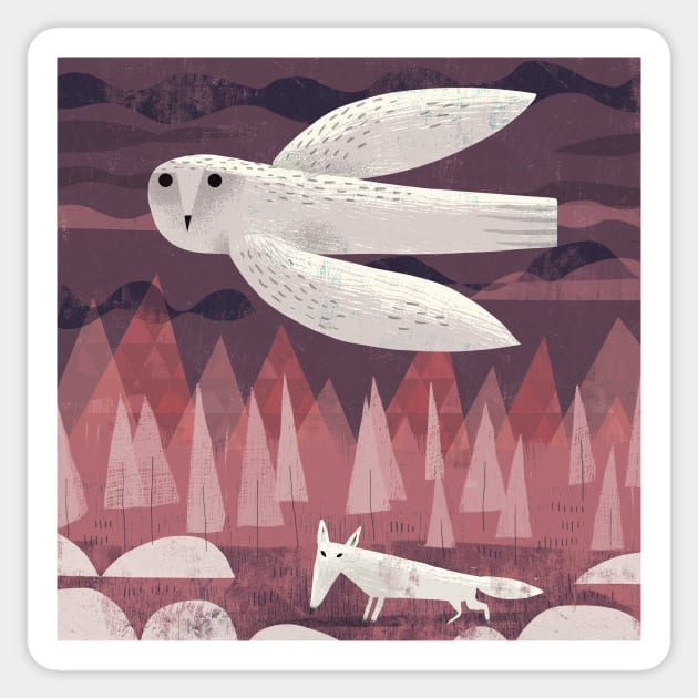 Owl and Fox Sticker by Gareth Lucas